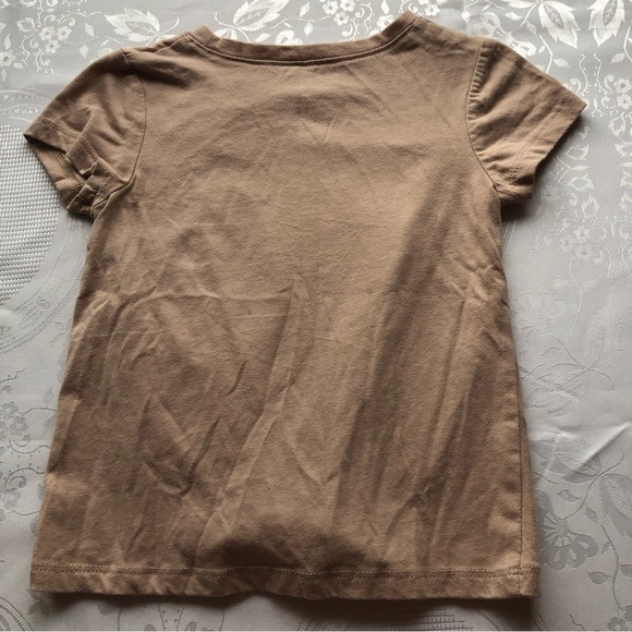 Okie Dokie Girls Size 5T Tan Graphics T-Shirt Short Sleeves Tie-Up Front Tee - Picture 2 of 10